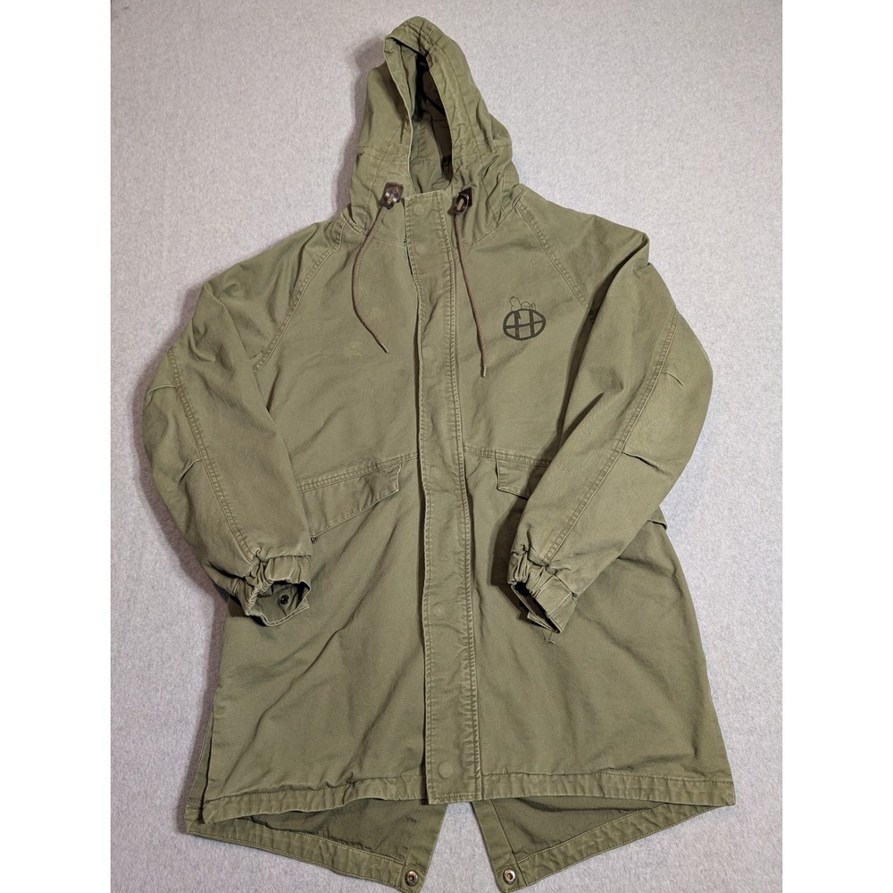 HUF x Peanuts Snoopy Fishtail Parka Jacket Olive Green Mens Large